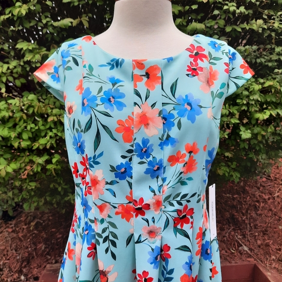 Calvin Klein Floral Print Scuba Stretch Knit Dress Spring Summer Plus 14 NEW - Picture 10 of 10